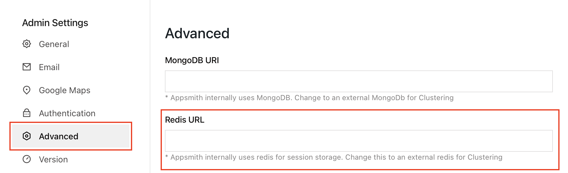 Setup an external Redis using Admin settings